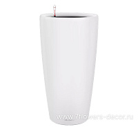 Кашпо Lechuza "Rondo Complete white matt" (пластик), D32xH56 см - фото 1