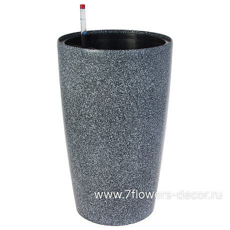 Кашпо PLANTA VITA Vase Stone gray с автополивом (пластик), D33xH56,5 см - фото 1