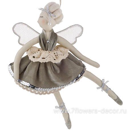 Елочная игрушка Ангел (бархат), 24xH28 см - фото 1