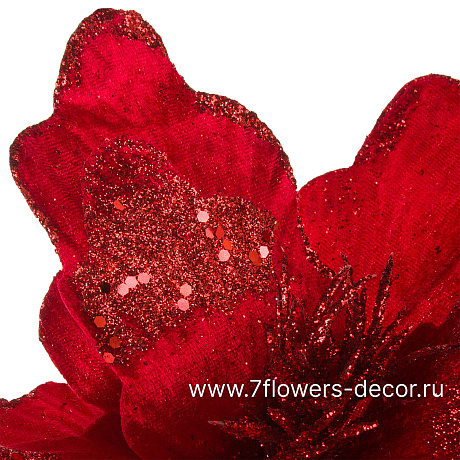 Цветок искусственный Пуансеттия (ткань), 27х27 см - фото 2