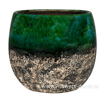 Кашпо Indoor Pottery Pot Lindy Green Black, D30хH25см - фото 1