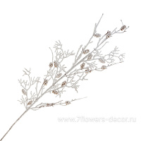 Ветка искусственная заснеженная с шишками (пластик), 25xH96 см - фото 1