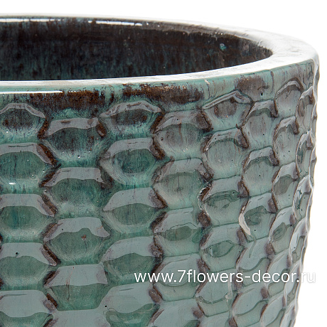 Кашпо Nobilis Marco Ocean Blue Relief Jar (керамика), D36хH316 см - фото 2
