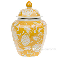 Ваза "Шинуазри Канареечный" (керамика), D22xH30 см, с крышкой - фото 1
