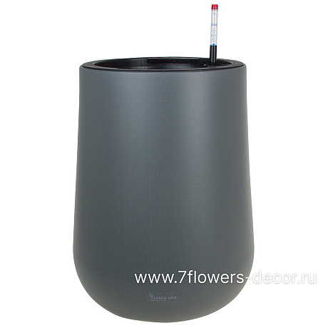 Кашпо PLANTA VITA Jar Matt grey с автополивом (пластик), D34xH52 см - фото 1