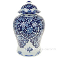 Ваза "Шинуазри Королевский синий" (керамика), D22xH49 см, с крышкой - фото 1