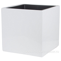 Кашпо полистоун Nobilis Marco "Pmlac-white Cube", 40х40хH40 см с тех.горшком - фото 1