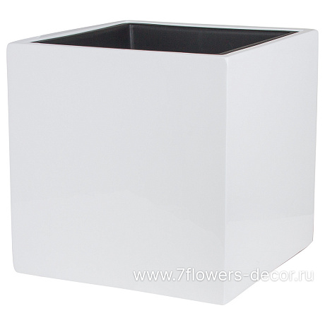Кашпо полистоун Nobilis Marco Pmlac-white Cube, 40х40хH40 см с тех.горшком - фото 1