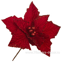 Цветок искусственный "Пуансеттия" (ткань), D26 см - фото 1