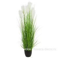 Трава искусственная "Осока" с белыми султанами в кашпо, H150 см - фото 1