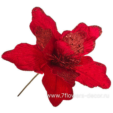 Цветок искусственный Пуансеттия (ткань), 27х27 см - фото 1
