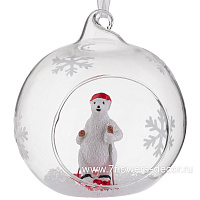 Елочная игрушка "Шар и Снеговик" (стекло), 8x7xH9 см - фото 1