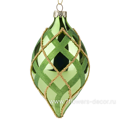 Елочная игрушка Олива (стекло), D8xH14 см - фото 1