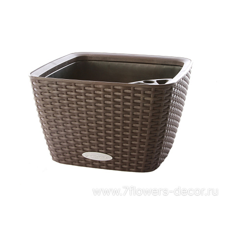 Кашпо Lechuza Bacino Cottage Complete mocha (пластик), 30x30xH18 см - фото 1