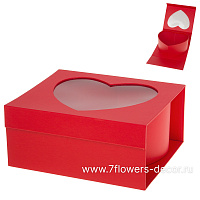 Коробка подарочная "Сердце", 24x20xH10,8 см, 21,5x19xH10 см (2 шт), с окном - фото 1