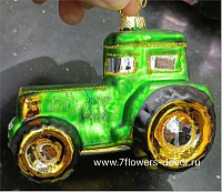 Елочная игрушка "Трактор" (стекло), 9х5хН7 см - фото 1