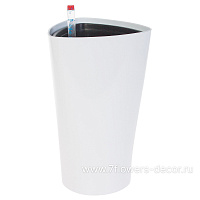 Кашпо PLANTA VITA "Crater Silk white" с автополивом (пластик), D15xH26 см - фото 1