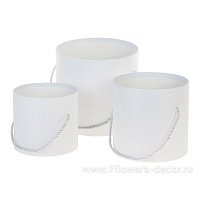 Коробка шляпная, D18xH17 см - D12,5xH12 см, набор (3 шт), без крышки, с ручкой - фото 1