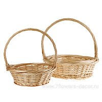 Корзина плетеная (ива), D45xH15/47 см, D38xH14/40 см, набор (2 шт) - фото 1