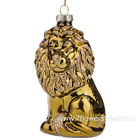 Елочная игрушка "Лев" (стекло), 6x5,5xH10 см - фото 1