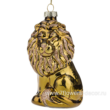 Елочная игрушка Лев (стекло), 6x5,5xH10 см - фото 1