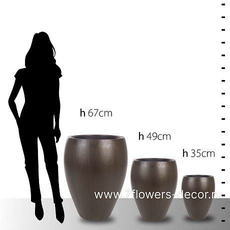 Кашпо Nobilis Marco Pab-coal Round (полистоун), D32хH49 см, с тех.горшком - фото 5