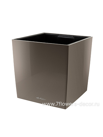 Кашпо Lechuza "Cube Premium Complete taupe high-gloss" (пластик), 40x40xH40 см