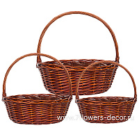 Корзина плетеная (ива), 60x52xH22/53 см - 40x35xH15/39 см, набор (3 шт) - фото 1