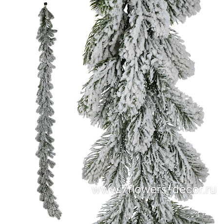 Гирлянда искусственная еловая заснеженная (пластик), 168 см - фото 1