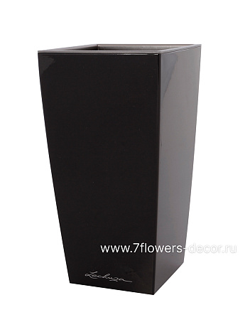 Кашпо Lechuza Cubico Complete black high gloss (пластик), 40x40xH75 см - фото 1