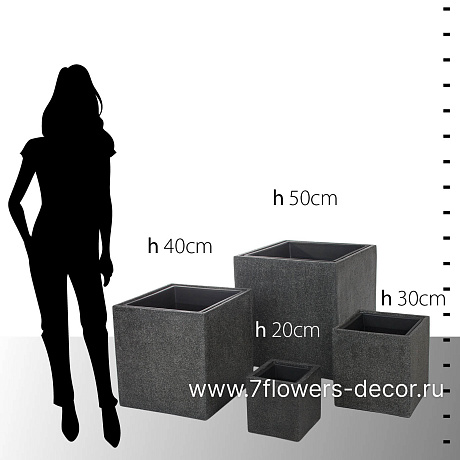 Кашпо Nobilis Marco Rock2-grey Cube (полистоун), 30х30хH30 см, с тех.горшком - фото 5
