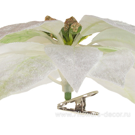 Цветок искусственный Пуансеттия (ткань), D20 см - фото 2