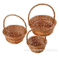 Корзина плетеная (ива), D34хН14,5/35 см, D28хН12/30 см, D22хН11/25 см, набор (3  - фото 1