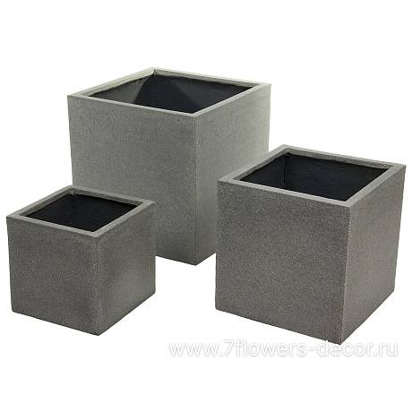 Кашпо Nobilis Marco Plain rough grey Cube (файкостоун), 30х30хH30 см - фото 3