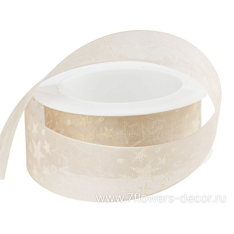 Лента декоративная Звезды, 40 ммx15 м - фото 1