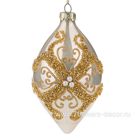 Елочная игрушка Олива (стекло), D8xH14 см - фото 1