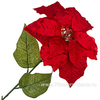 Цветок искусственный "Пуансеттия" (ткань), D26xН65 см - фото 1