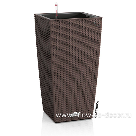 Кашпо Lechuza Cubico Cottage Complete mocha (пластик), 40x40xH75 см - фото 1
