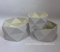 Коробка-кашпо "Геометрия" (бархат), D30xH18 см - D20xH13 см, набор (3 шт) - фото 1