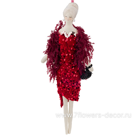 Елочная игрушка Дама (ткань), 18xH39 см - фото 1