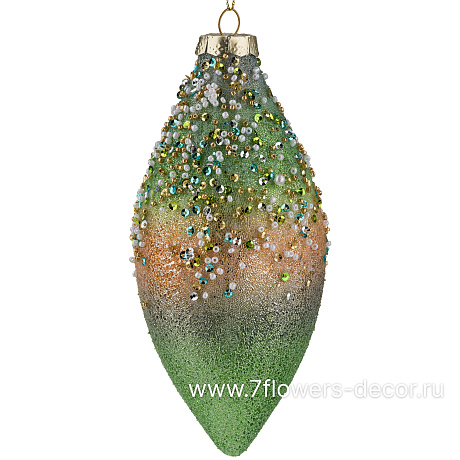 Елочная игрушка Олива (стекло), 7,5xH16 см - фото 1