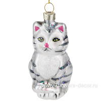 Елочная игрушка "Кошка" (стекло), 4,5x5xH9,5 см - фото 1