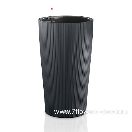Кашпо Lechuza Cilindro Color Complete slate (пластик), D32xH56 см - фото 1