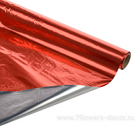 Полисилк двухцветный "Металлик", красный-серый, 100 см/20 м - фото 1