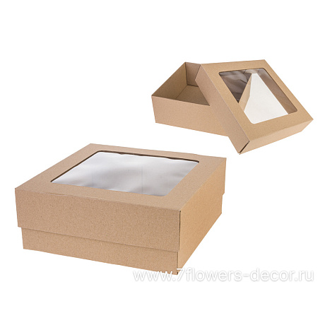 Коробка с окном (крафт), 20х20хН8 см - фото 1