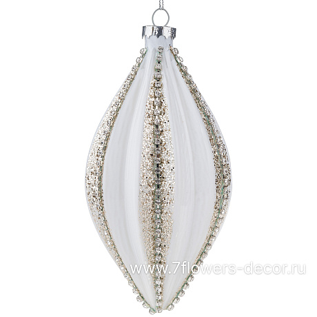 Елочная игрушка Олива (стекло), D8xH14 см - фото 1