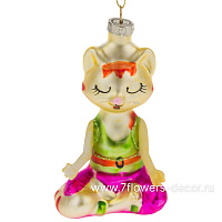 Елочная игрушка "Кошка" (стекло), 7x5,5xH11 см - фото 1