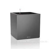 Кашпо Lechuza "Canto Premium Complete charcoal metallic" (пластик), 40x40xH41 см - фото 1