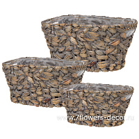 Кашпо плетеное (водный, гиацинт), 28x11xH12 см - 38x20xH17,5 см, набор (3 шт) - фото 1