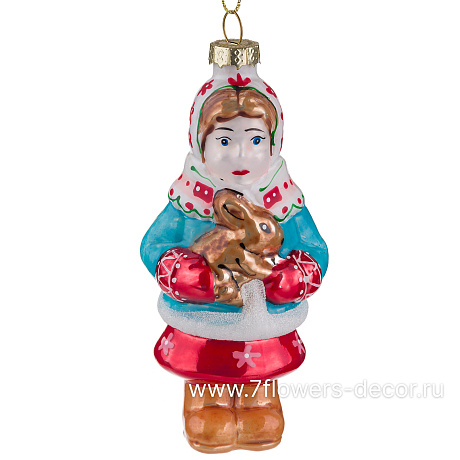 Елочная игрушка Девочка (стекло), 4,5x6xH13 см - фото 1
